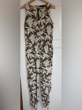 LAUREN RALPH LAUREN Neila Cargo Ruched Jumpsuit Floral Green Size 12 $225